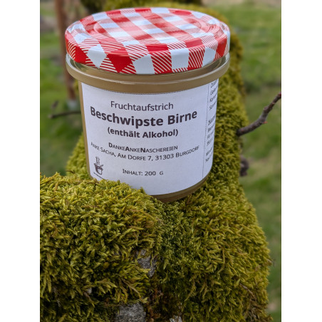 Beschwipste Birne (enthält Alkohol)